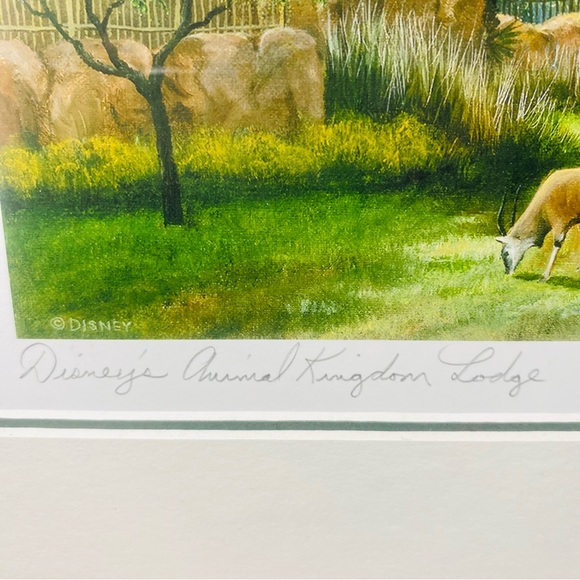 Disney's Animal Kingdom Lodge by artist Larry Dotson Wood Frame Giraffe - Picture 4 of 9